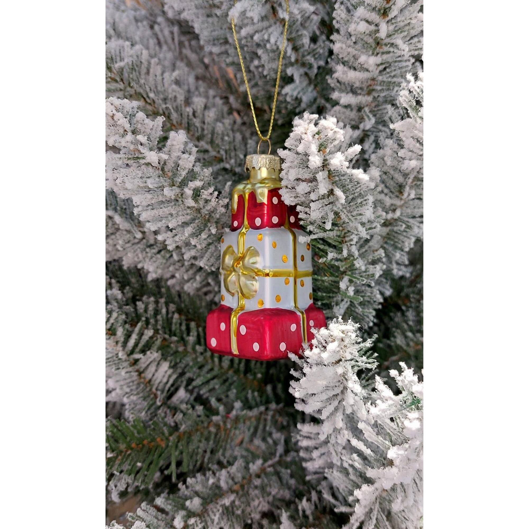 Wizardi 11.81" Christmas Wrapped Gifts Glass Ornament